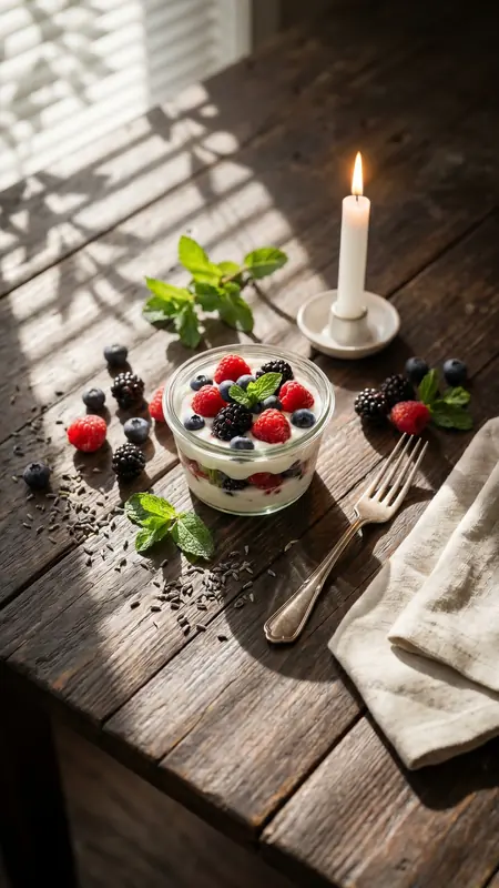 Candlelit Berry Dessert