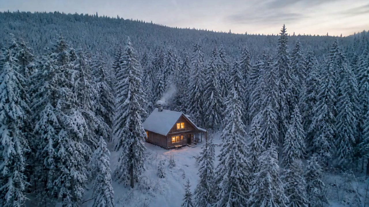 Snowy Cabin Solitude